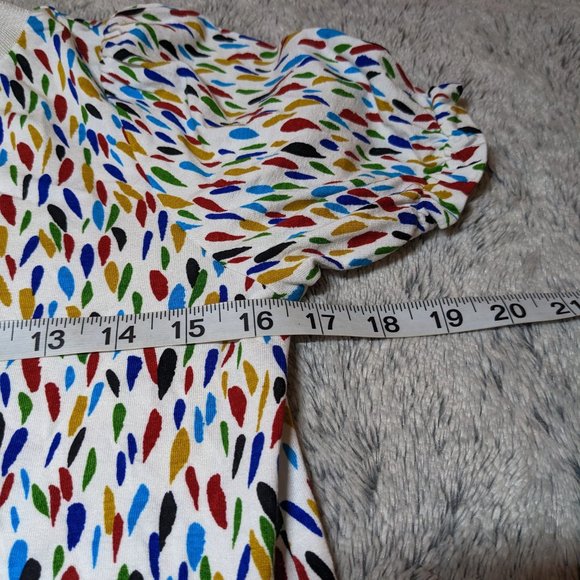 NEW A.P.C. Colorful White Drop Print "Paloma" Top Short Sleeve Shirt XS Size 34 - Picture 5 of 7